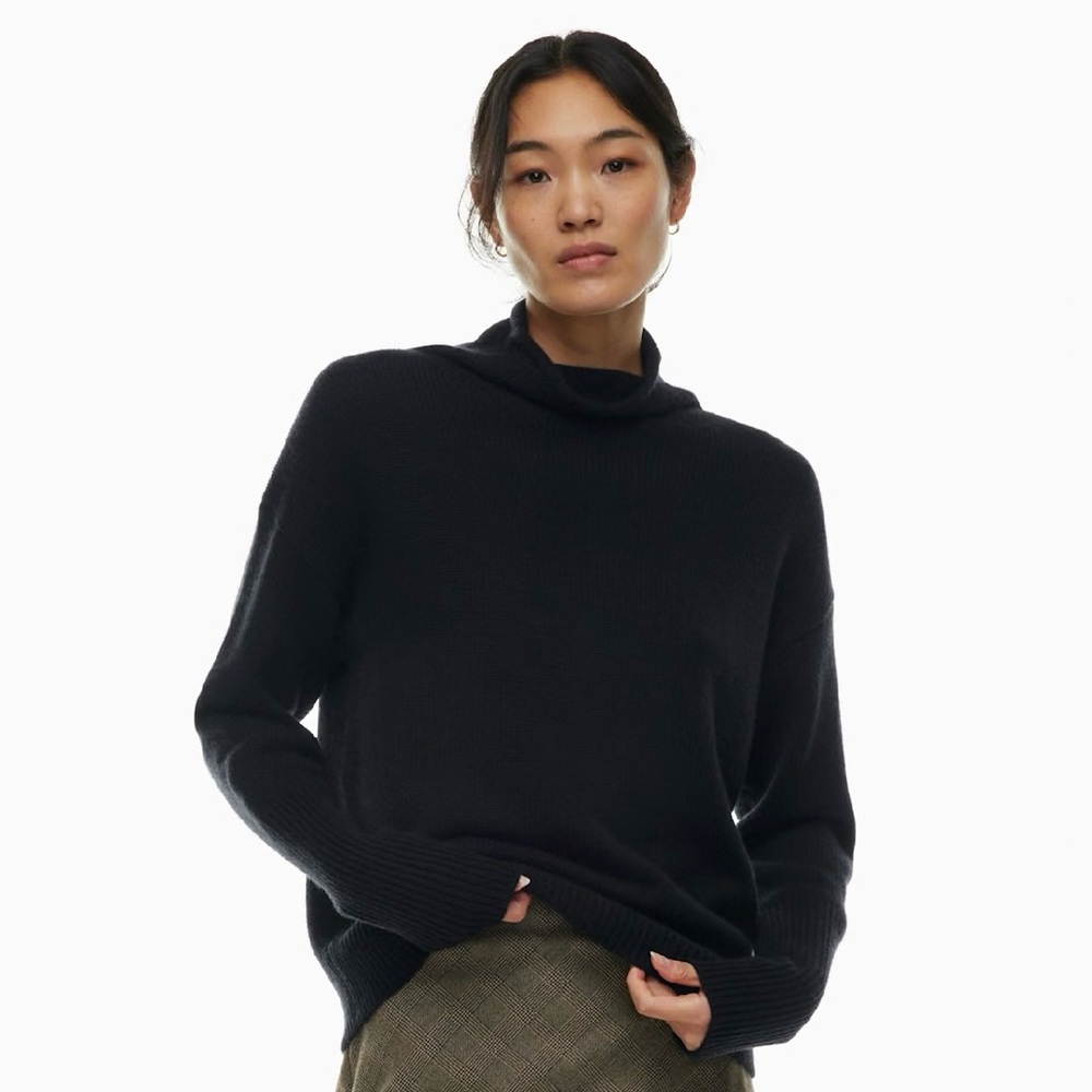 Aritzia Wilfred Luxe 100% Cashmere Cyprie Sweater Black - Picture 1 of 12